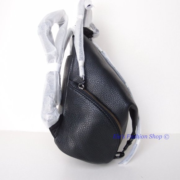 ❤️ NWT Rebecca Minkoff Julian Medium Leather Backpack BLACK BLACK AUTHENTIC main image 9